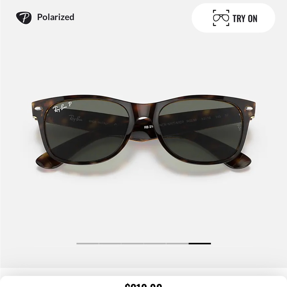 Ray Ban New Wayfarer Classic Polarized Green Unisex Sunglasses RB2132 902/58 58